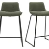 Tabourets de bar en tissu vert kaki et métal H65 cm (lot de 2) BOOST