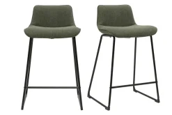 Tabourets de bar en tissu vert kaki et métal H65 cm (lot de 2) BOOST
