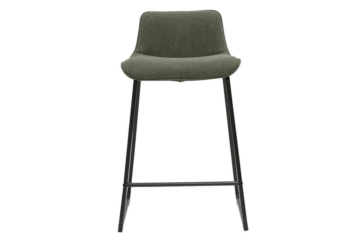 Tabourets de bar en tissu vert kaki et métal H65 cm (lot de 2) BOOST