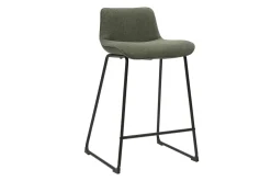 Tabourets de bar en tissu vert kaki et métal H65 cm (lot de 2) BOOST