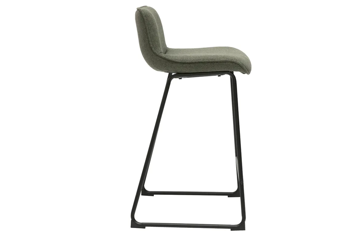 Tabourets de bar en tissu vert kaki et métal H65 cm (lot de 2) BOOST