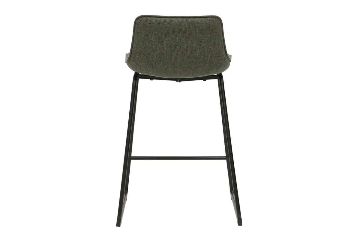 Tabourets de bar en tissu vert kaki et métal H65 cm (lot de 2) BOOST