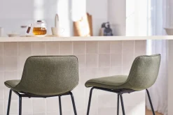 Tabourets de bar en tissu vert kaki et métal H65 cm (lot de 2) BOOST