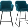 Tabourets de bar en velours bleu pétrole H65 cm (lot de 2) AMIKA