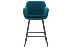 Tabourets de bar en velours bleu pétrole H65 cm (lot de 2) AMIKA