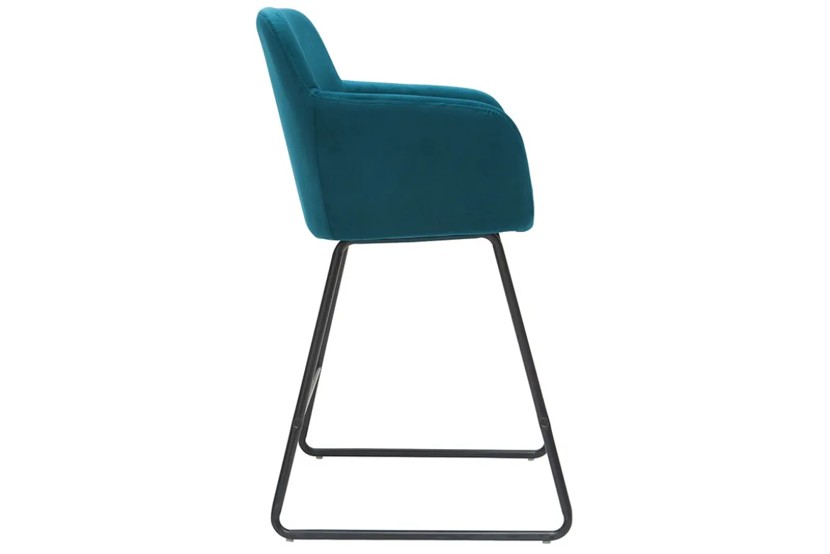 Tabourets de bar en velours bleu pétrole H65 cm (lot de 2) AMIKA