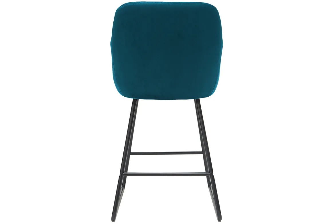 Tabourets de bar en velours bleu pétrole H65 cm (lot de 2) AMIKA