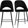 Tabourets de bar en velours noir et métal H65 cm (lot de 2) COSETTE
