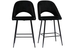Tabourets de bar en velours noir et métal H65 cm (lot de 2) COSETTE