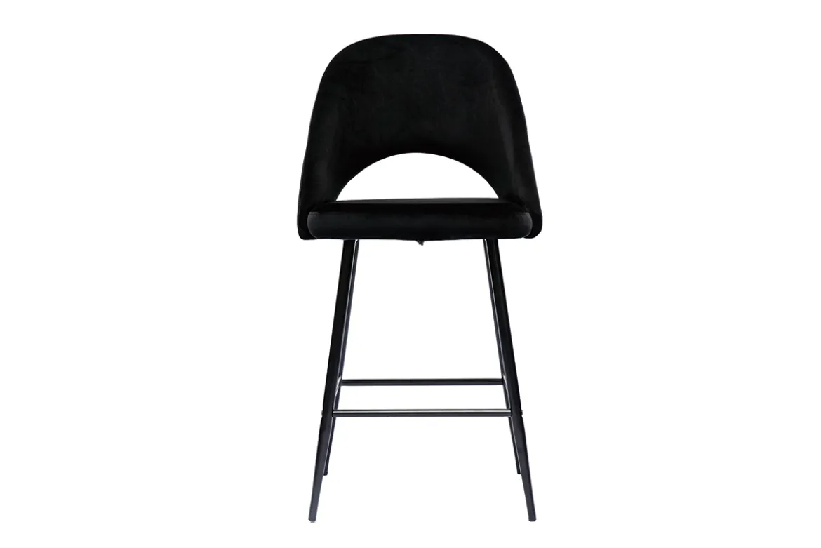 Tabourets de bar en velours noir et métal H65 cm (lot de 2) COSETTE