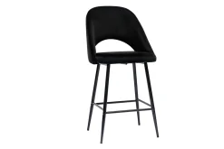 Tabourets de bar en velours noir et métal H65 cm (lot de 2) COSETTE