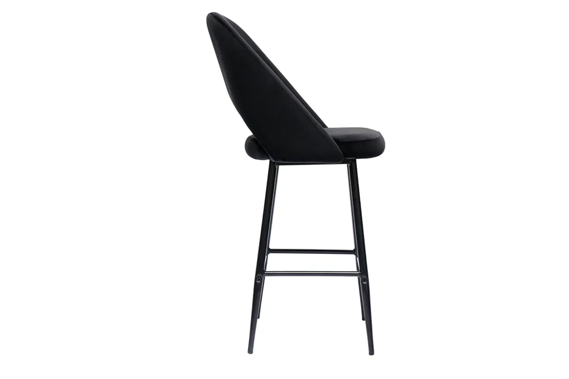 Tabourets de bar en velours noir et métal H65 cm (lot de 2) COSETTE