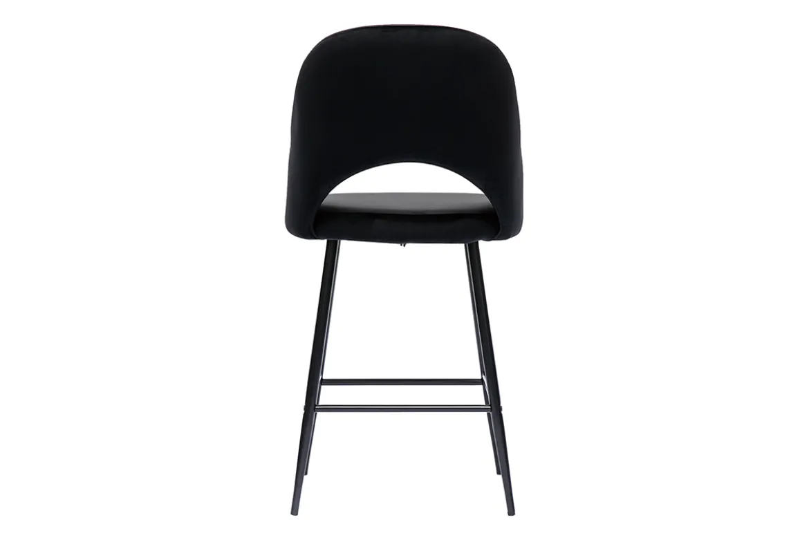 Tabourets de bar en velours noir et métal H65 cm (lot de 2) COSETTE