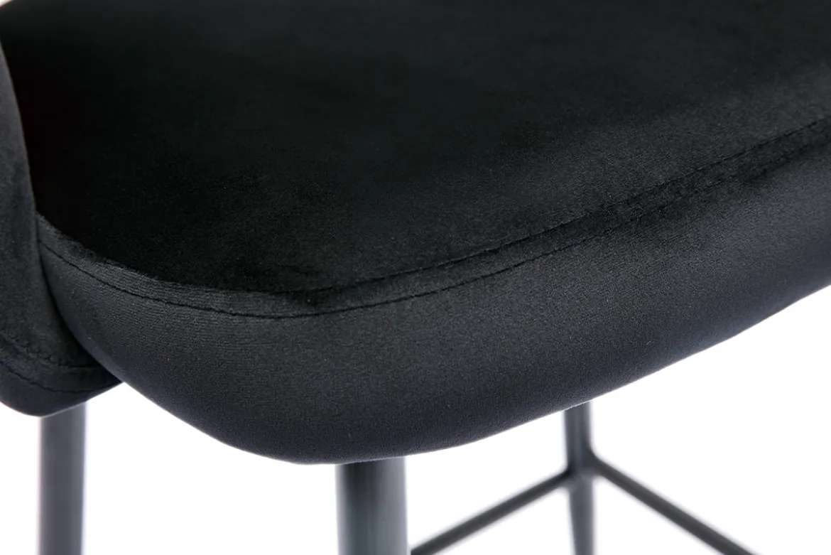 Tabourets de bar en velours noir et métal H65 cm (lot de 2) COSETTE