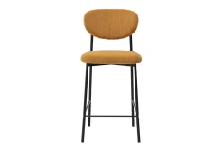 Tabourets de bar fixes en tissu velours côtelé jaune curry H65 cm (lot de 2) BREKA