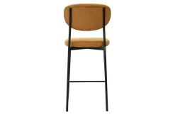 Tabourets de bar fixes en tissu velours côtelé jaune curry H65 cm (lot de 2) BREKA