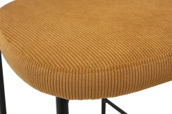 Tabourets de bar fixes en tissu velours côtelé jaune curry H65 cm (lot de 2) BREKA