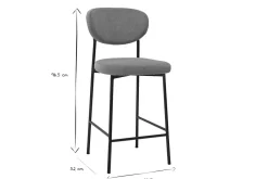 Tabourets de bar fixes en tissu velours côtelé jaune curry H65 cm (lot de 2) BREKA