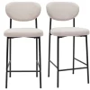 Tabourets de bar fixes en tissu effet velours texturé beige H65 cm (lot de 2) BREKA
