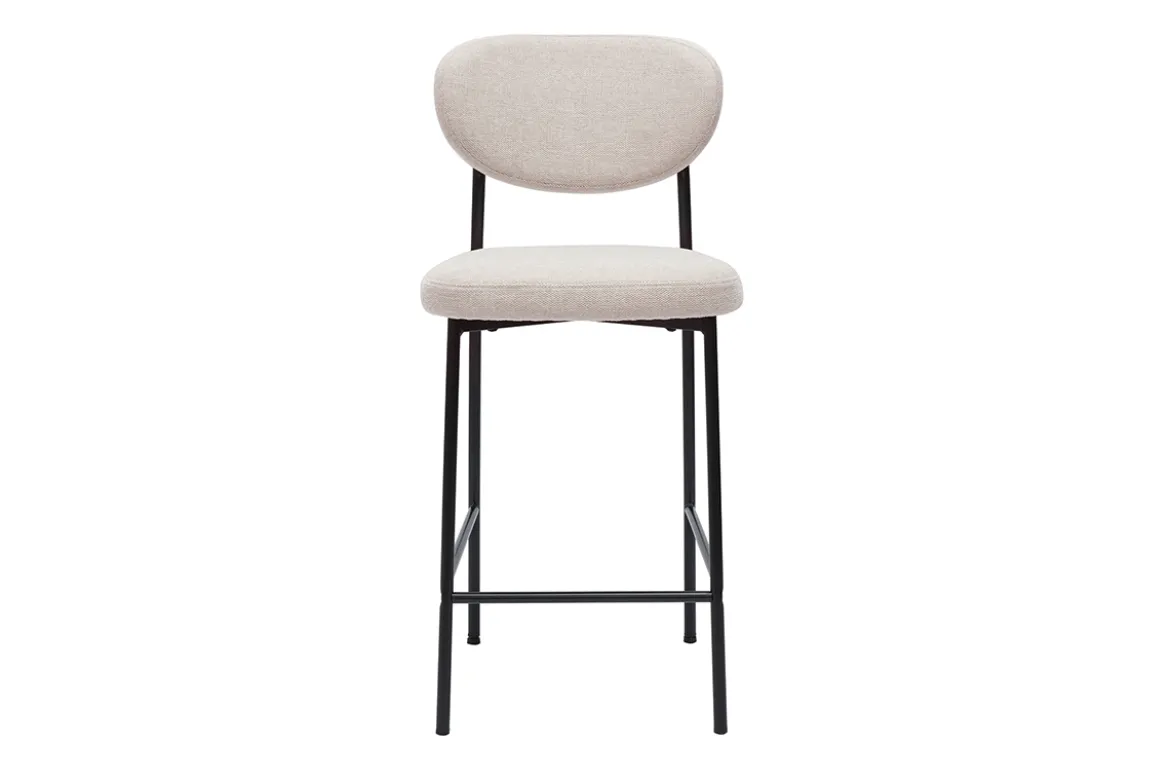 Tabourets de bar fixes en tissu effet velours texturé beige H65 cm (lot de 2) BREKA