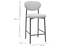 Tabourets de bar fixes en tissu effet velours texturé beige H65 cm (lot de 2) BREKA