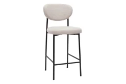 Tabourets de bar fixes en tissu effet velours texturé beige H65 cm (lot de 2) BREKA