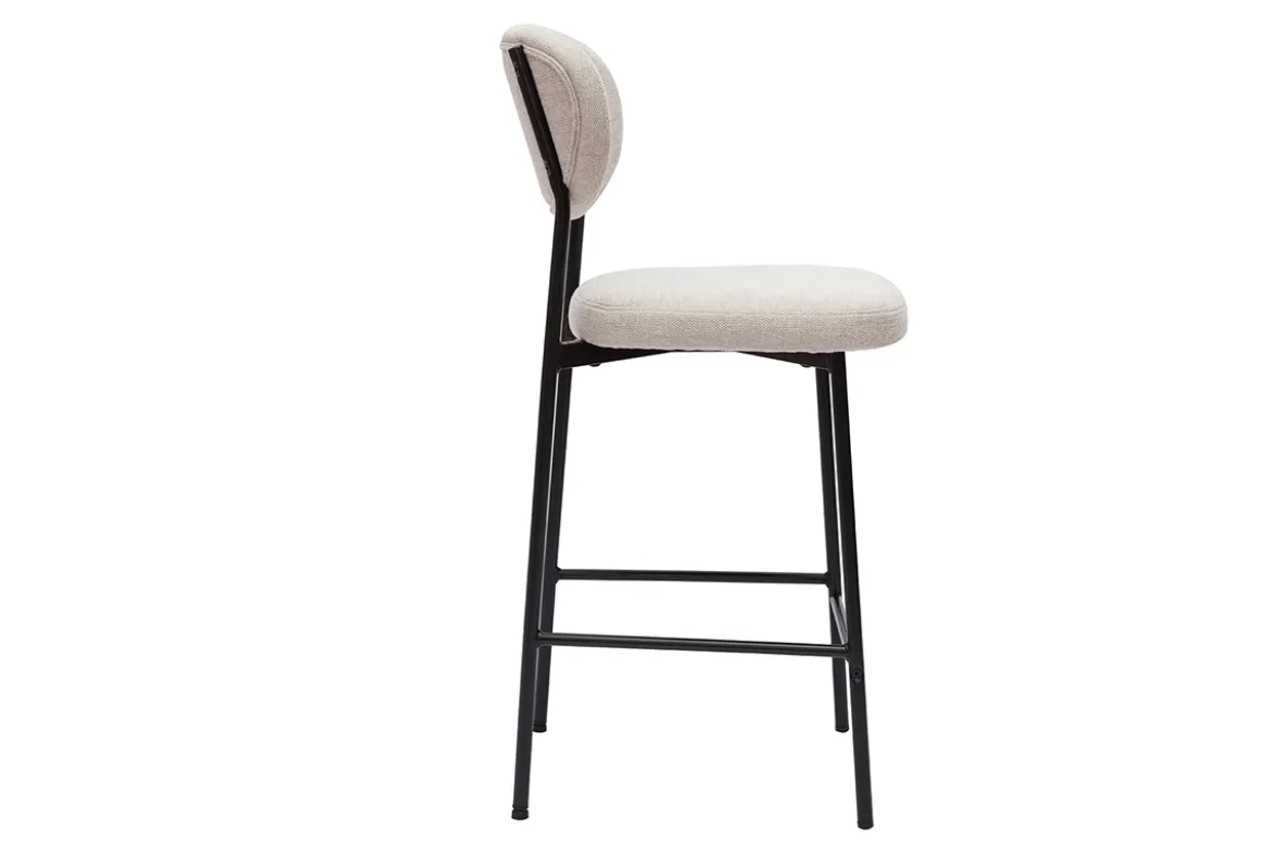 Tabourets de bar fixes en tissu effet velours texturé beige H65 cm (lot de 2) BREKA