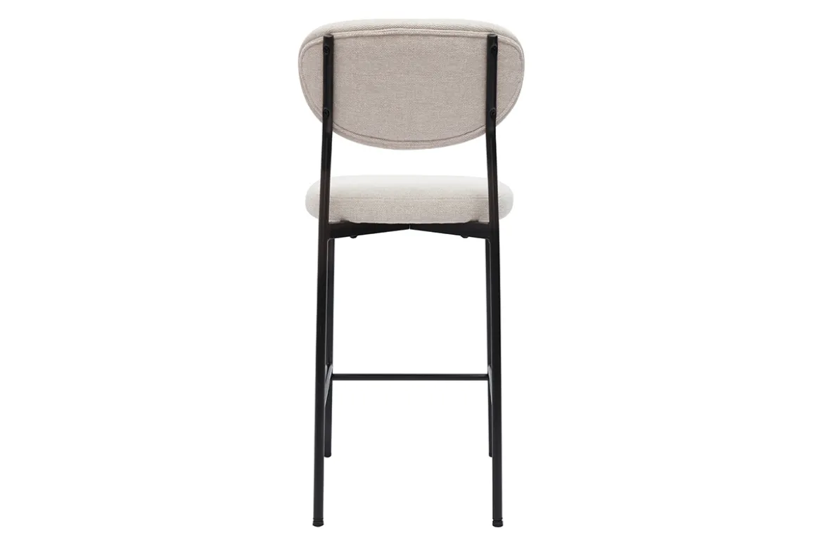 Tabourets de bar fixes en tissu effet velours texturé beige H65 cm (lot de 2) BREKA