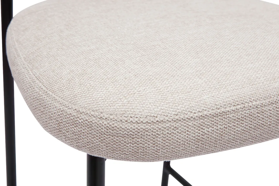 Tabourets de bar fixes en tissu effet velours texturé beige H65 cm (lot de 2) BREKA