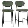 Tabourets de bar fixes en tissu velours côtelé vert kaki H65 cm (lot de 2) BREKA