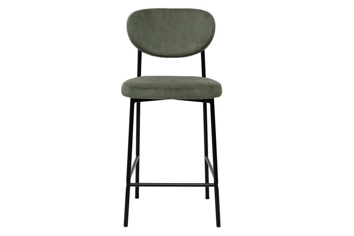 Tabourets de bar fixes en tissu velours côtelé vert kaki H65 cm (lot de 2) BREKA