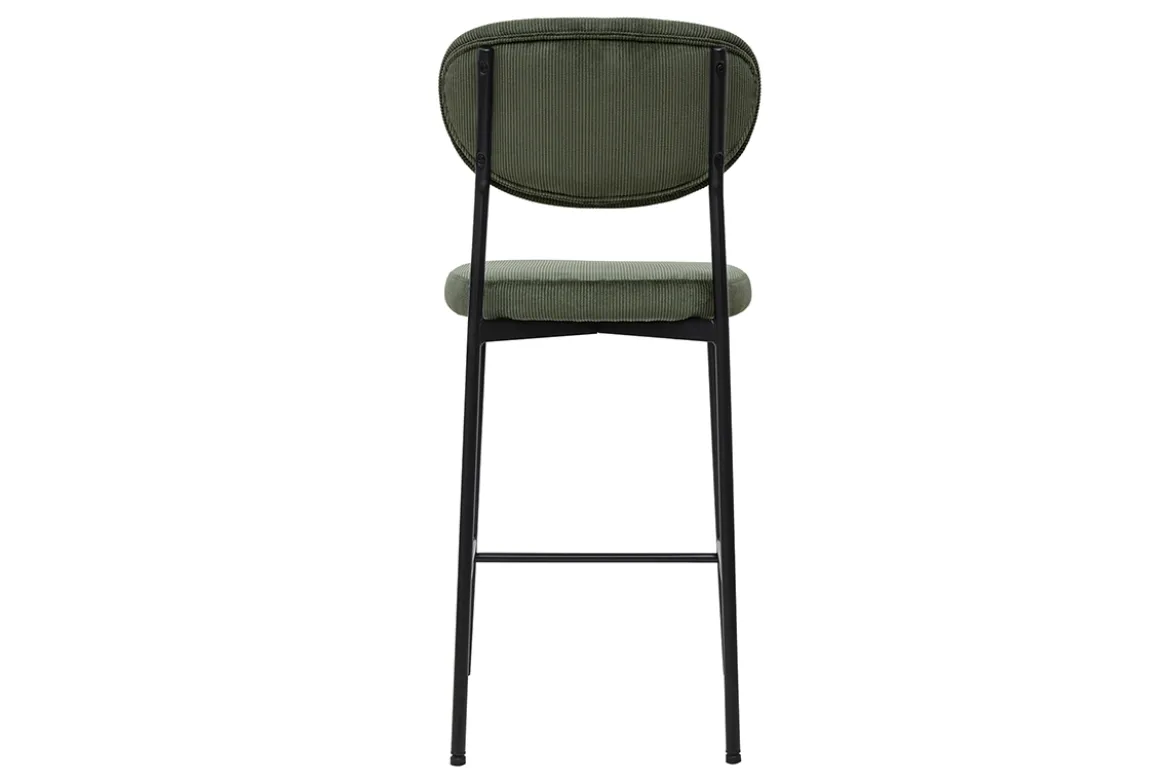 Tabourets de bar fixes en tissu velours côtelé vert kaki H65 cm (lot de 2) BREKA