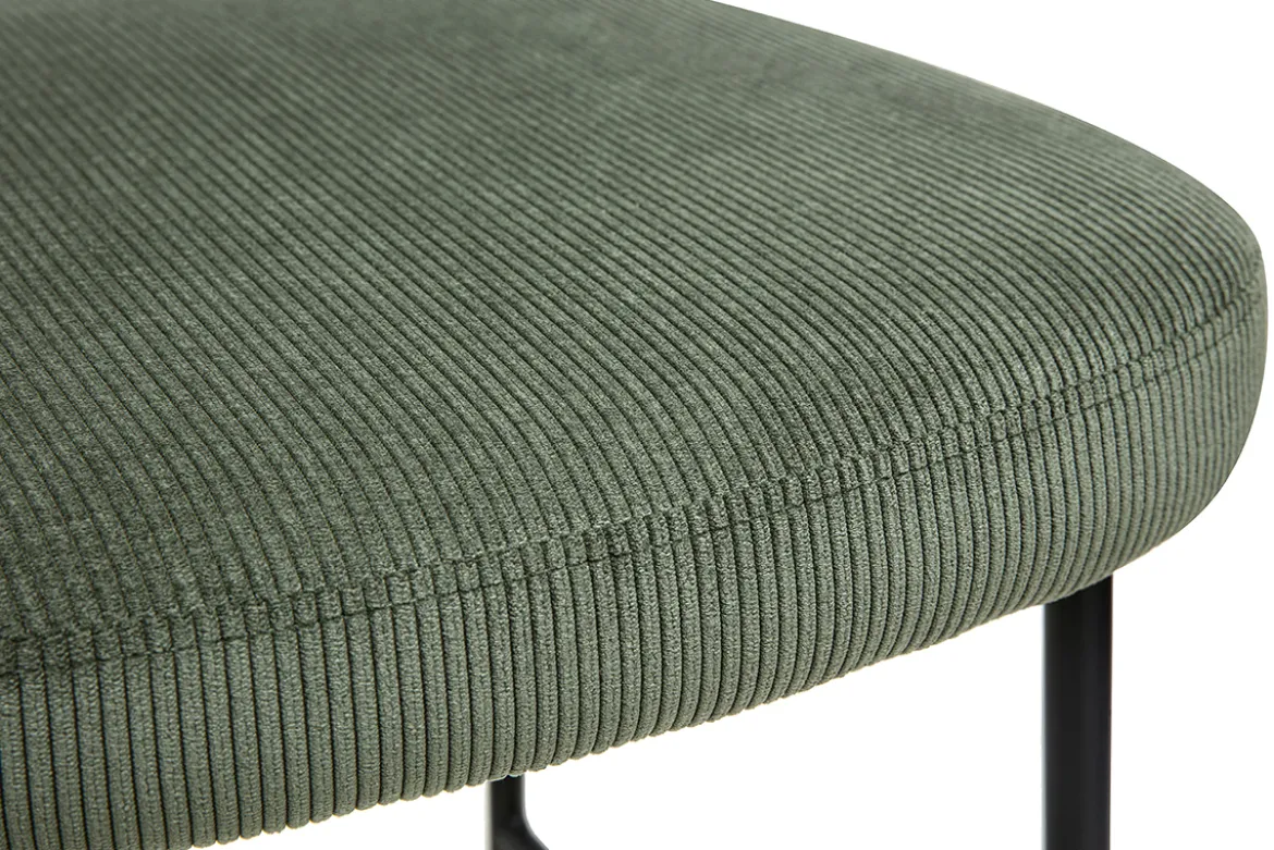 Tabourets de bar fixes en tissu velours côtelé vert kaki H65 cm (lot de 2) BREKA