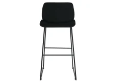 Tabourets de bar fixes en tissu velours noir pieds métal noir H65 (lot de 2) KAOLY
