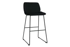 Tabourets de bar fixes en tissu velours noir pieds métal noir H65 (lot de 2) KAOLY