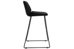 Tabourets de bar fixes en tissu velours noir pieds métal noir H65 (lot de 2) KAOLY