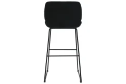 Tabourets de bar fixes en tissu velours noir pieds métal noir H65 (lot de 2) KAOLY