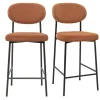Tabourets de bar fixes en tissu velours côtelé terre brûlée H65 cm (lot de 2) BREKA