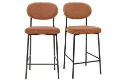 Tabourets de bar fixes en tissu velours côtelé terre brûlée H65 cm (lot de 2) BREKA