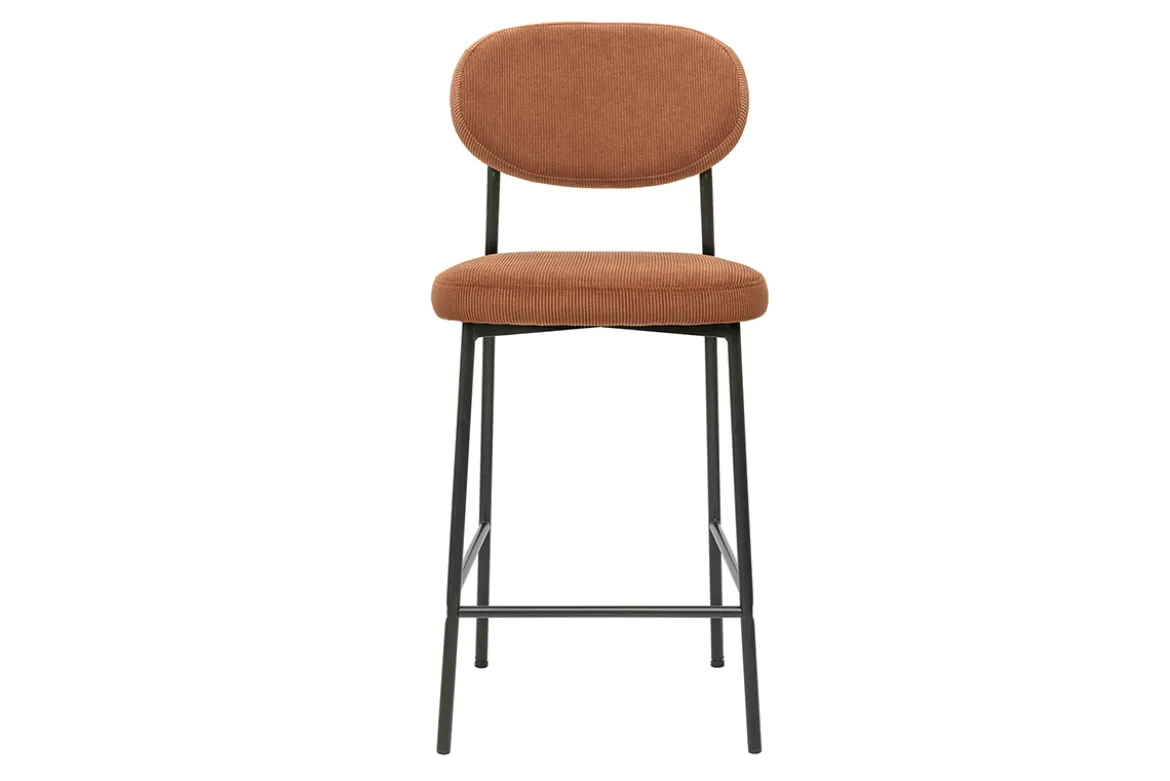 Tabourets de bar fixes en tissu velours côtelé terre brûlée H65 cm (lot de 2) BREKA