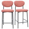 Tabourets de bar fixes en tissu effet velours texturé terracotta H65 cm (lot de 2) BREKA