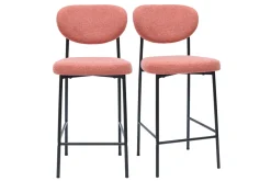 Tabourets de bar fixes en tissu effet velours texturé terracotta H65 cm (lot de 2) BREKA