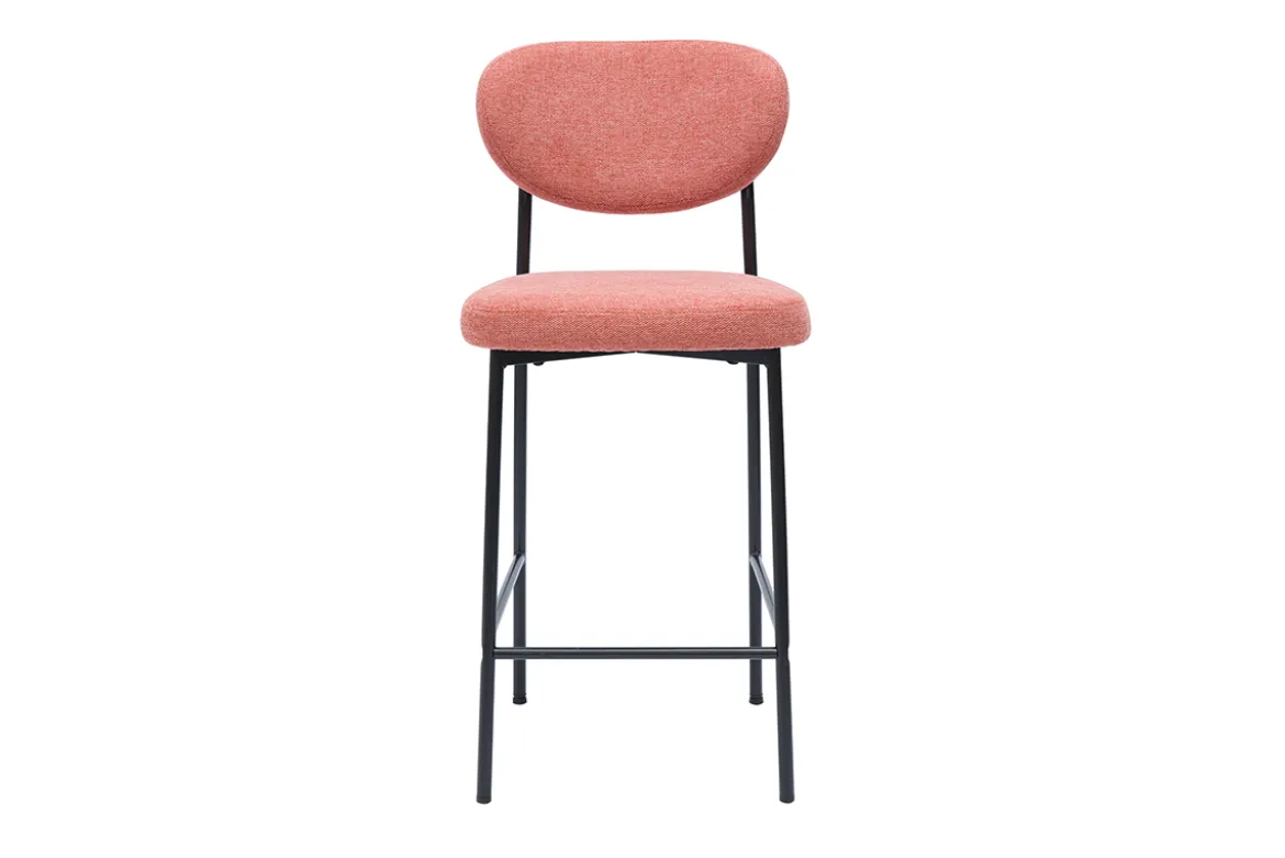 Tabourets de bar fixes en tissu effet velours texturé terracotta H65 cm (lot de 2) BREKA