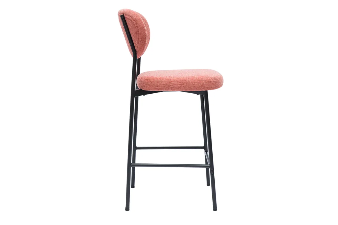 Tabourets de bar fixes en tissu effet velours texturé terracotta H65 cm (lot de 2) BREKA