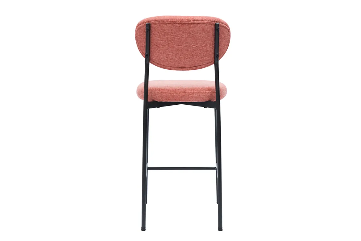 Tabourets de bar fixes en tissu effet velours texturé terracotta H65 cm (lot de 2) BREKA