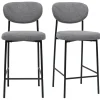 Tabourets de bar fixes en tissu effet velours texturé gris clair H65 cm (lot de 2) BREKA