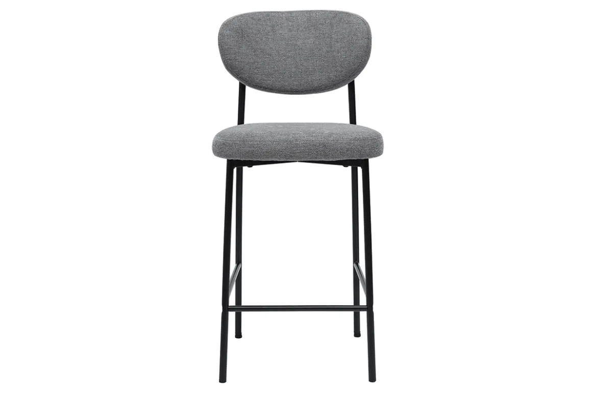 Tabourets de bar fixes en tissu effet velours texturé gris clair H65 cm (lot de 2) BREKA