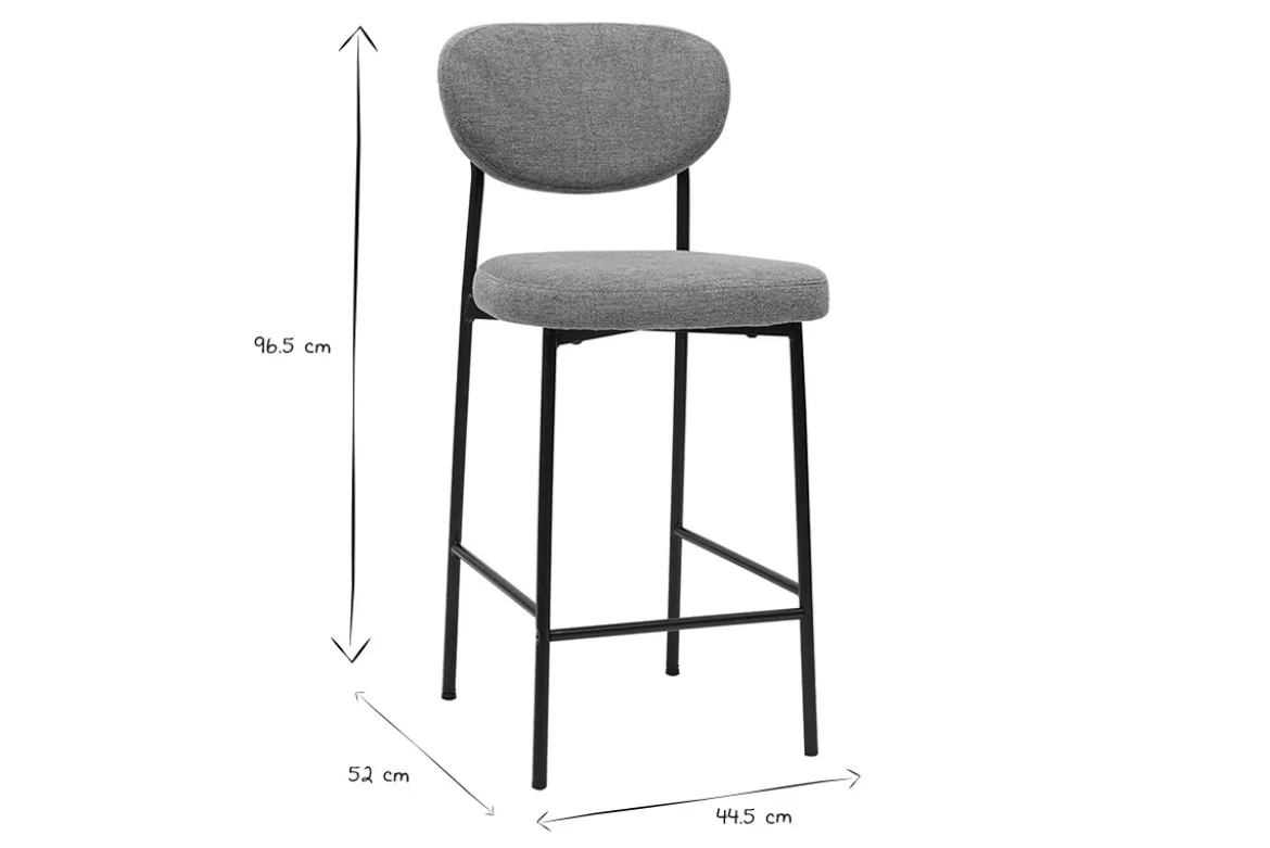 Tabourets de bar fixes en tissu effet velours texturé gris clair H65 cm (lot de 2) BREKA