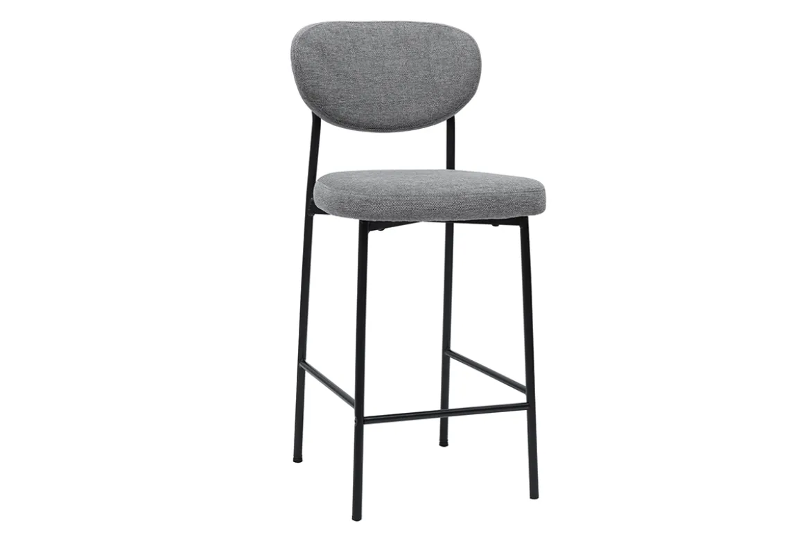 Tabourets de bar fixes en tissu effet velours texturé gris clair H65 cm (lot de 2) BREKA