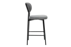 Tabourets de bar fixes en tissu effet velours texturé gris clair H65 cm (lot de 2) BREKA